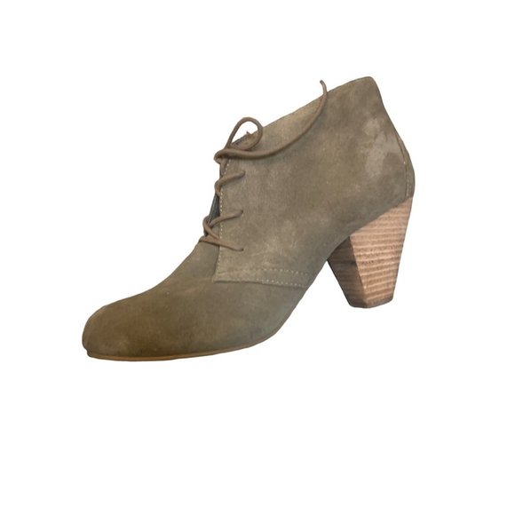 -ALDO Tan Suede Lace Up/Tie Up Almond Toe Block Heel Bootie-Size 7 - Picture 14 of 15